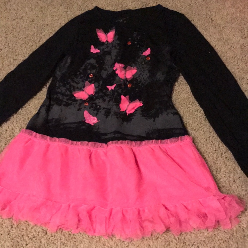 Justice, pink and black dress